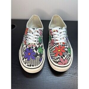 Vans Authentic Floral Check Canvas Low Top Sneakers Men 8 Wo 9.5 Shoes #1206